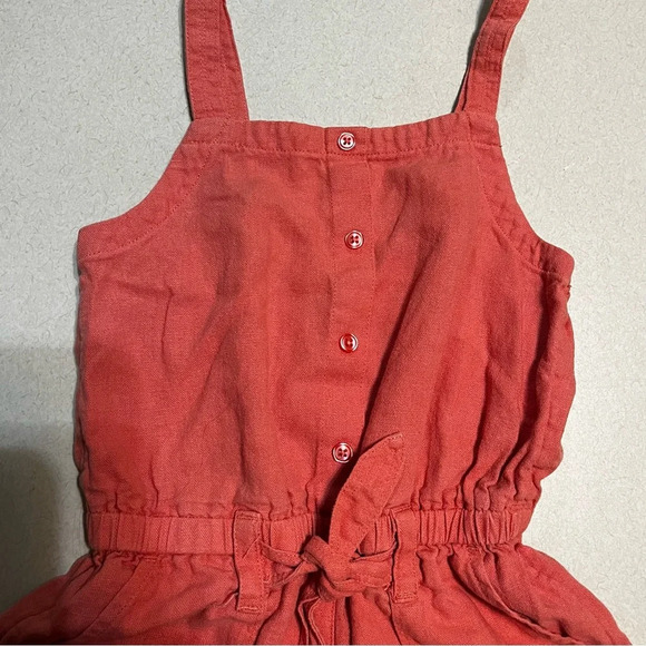 Old Navy Coral Linen Girls Romper size small (6-7) - Picture 3 of 9